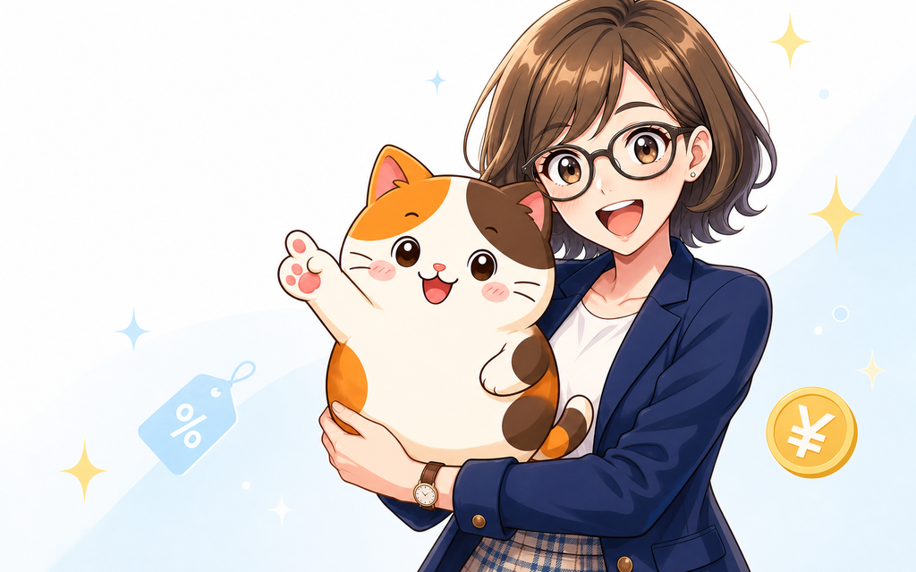 プライスチェッカーのキャラクターと猫のマスコット